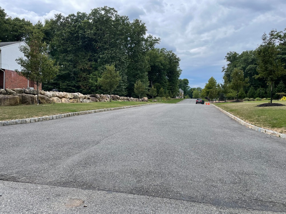 Entire Public and Private Street Installation of Belgium Block Curbs in Mahwah, NJ, Bergen County
